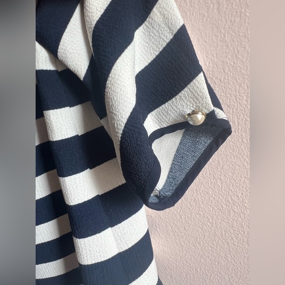 Zara Navy White Striped Blouse - Picture 10 of 12